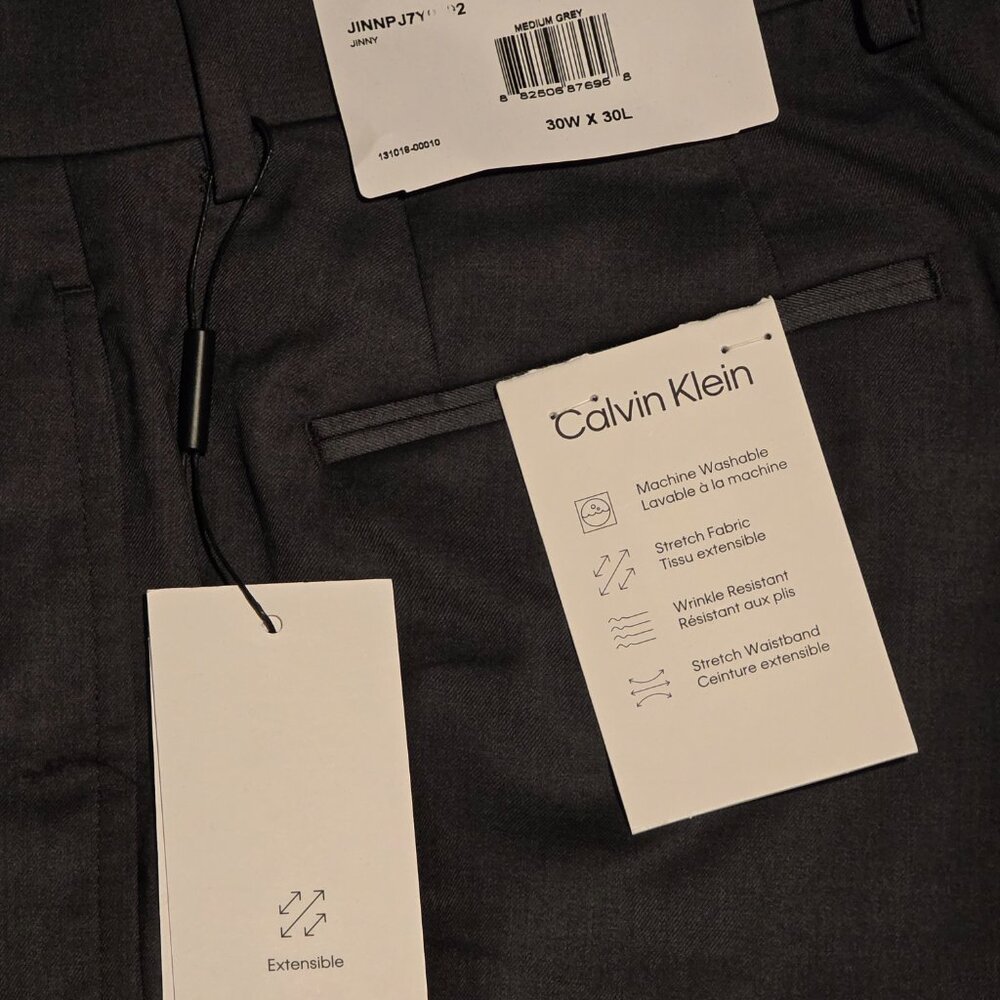 NWT Calvin Klein Men's 30x30 Medium Grey Stretch Dress Pants - Picture 6 of 6